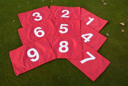 2 Ply Numbered Flags / Set of 9 / Numbers on Both Sides (All Colours) - Active Golf Projects